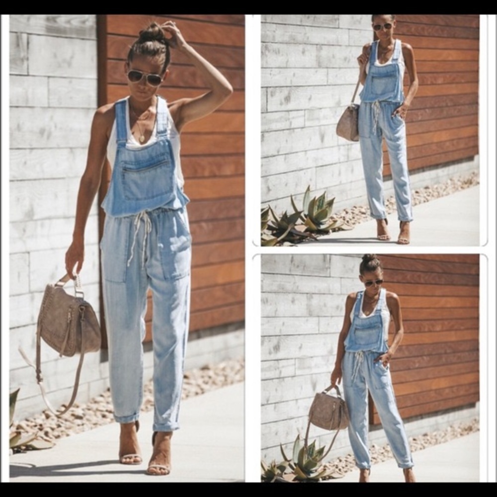 VICI TOMMY DRAWSTRING TENCEL OVERALLS NWOT